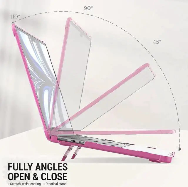 Alt view image 3 of 7 - Case for MacBook Air 13.6 inch (2025-2022)[A3240 M4/ A3113 M3/ A2681 M2], Shock-Absorbing Protection with Folding Stand &Mouse Pad/Bag Case for MacBook Air 13.6'' (Pink)