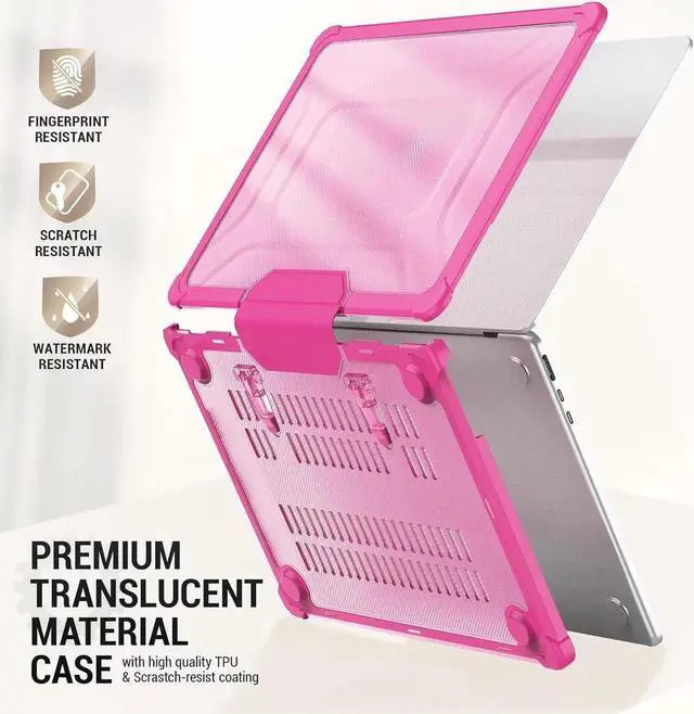 Alt view image 2 of 7 - Case for MacBook Air 13.6 inch (2025-2022)[A3240 M4/ A3113 M3/ A2681 M2], Shock-Absorbing Protection with Folding Stand &Mouse Pad/Bag Case for MacBook Air 13.6'' (Pink)