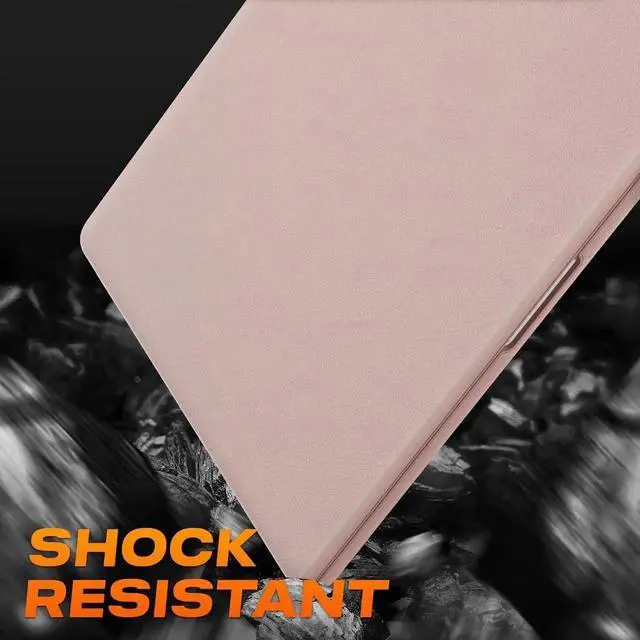 Alt view image 5 of 7 - Case for MacBook Pro 16 inch 2024-2021 A3403 A3186 A2991 A2780 A2485 M4-M1, Shock-Absorbing Protection Case with Magnetically-Folio Stand &Mouse Pad/Bag (Leather-Like Color Pink)