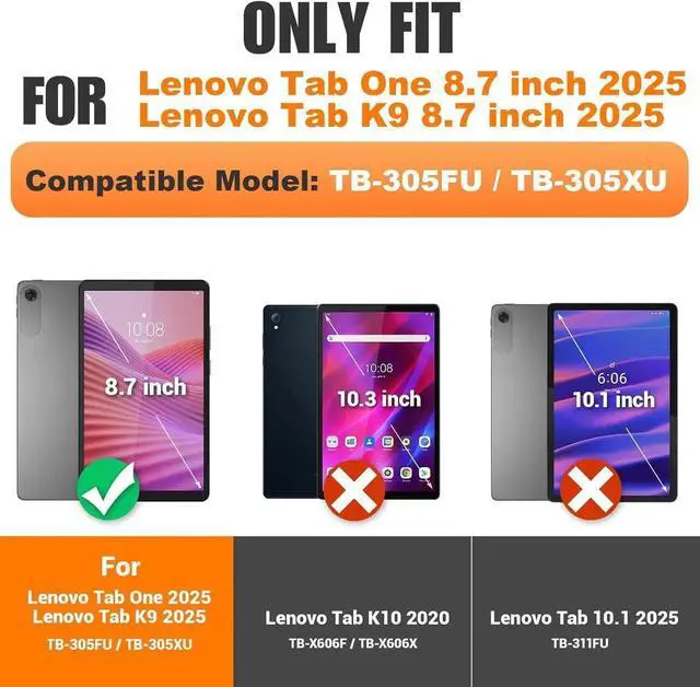 Alt view image 5 of 6 - Tablet Case for Len-ovo Tab One (TB305FU) 8.7 inch Drop-Proof Protection Cover with 360 Rotate Stand & Strap [Pen Holder] & Screen Protector/K9 2025, Blue+Black