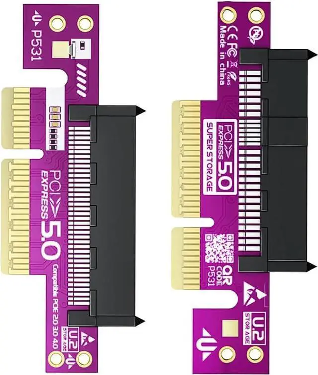 Alt view image 2 of 4 - PCIe 5.0 X4 to U.2 SFF 8639 NVMe Adapter Card Support 128Gbps High Speed Expansion for U.2 SSD