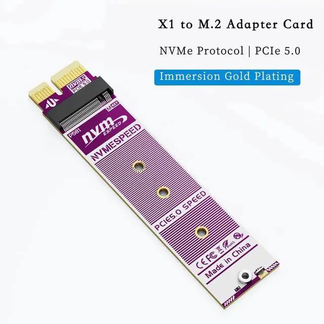 Alt view image 3 of 4 - PCIe 5.0 X1 to M.2 NVMe Adapter Card Support 2230 2242 2280 SSD Compatible with M Key B+M Key SSDs
