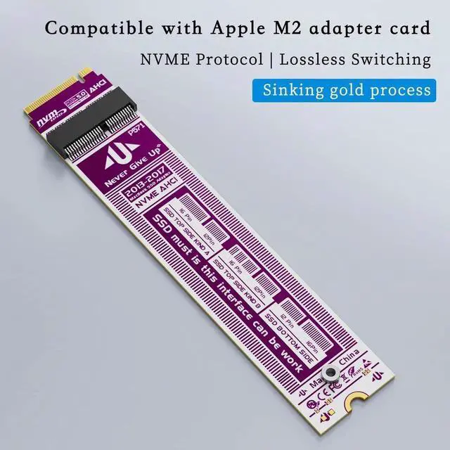 Alt view image 3 of 3 - PCIe 5.0 SSD Adapter Card 20Gbps High Speed Converter Compatible with Apple MacBook Air Pro 2013-2017 NVMe NGFF SSD 12+16 Pin to Desktop M Key Expansion (P571)