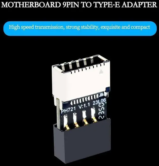 Alt view image 3 of 7 - PH721 Motherboard USB2.0 9PIN to Type-E Adapter Male to Famale Connector USB C Front Panel Socket (1Piece)