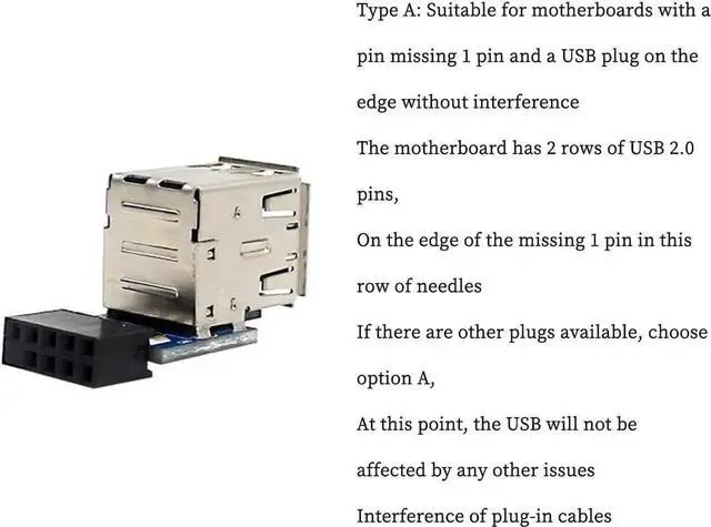 Alt view image 2 of 5 - PH29 USB2.0 9Pin to Dual A Port Adapter Built-in USB Support for Desktop Motherboard (PH29A)