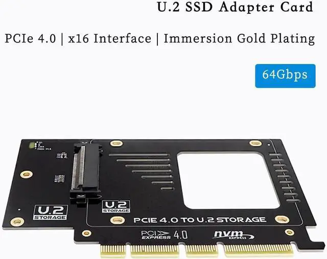 Alt view image 4 of 5 - PCIe X4 x16 to U.2 NVMe Adapter Card 32Gbps/64Gbps High Speed Expansion Support U.2 SSD Compatible with PCIe X4 X8 X16 Slots (PCIE 4.0 X16 Card+Enclosure)