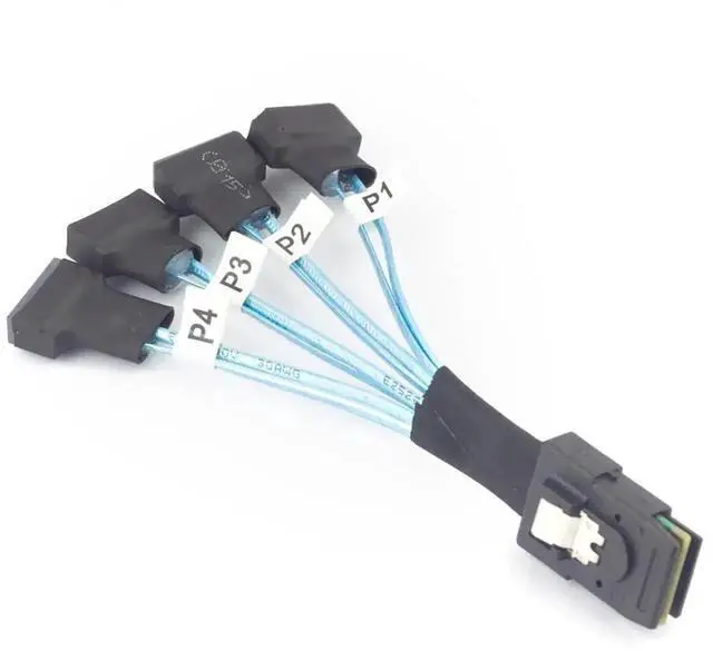 Alt view image 2 of 5 - Mini SAS SFF-8087 to 4× SATA 7Pin Male Cable, 12Gbps Internal High-Speed Server Harness, 30AWG (19.68, Inches)