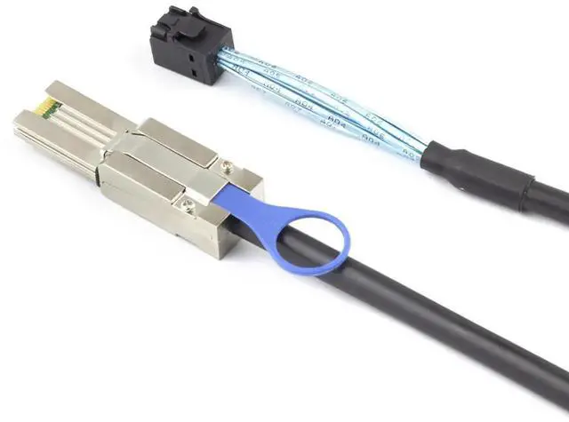 Alt view image 4 of 4 - Mini SAS HD SFF-8088 to SFF-8643 Internal External Server Cable \u2013 6Gbps High Speed 28AWG Data Cable, Black Flat Connector (1m)