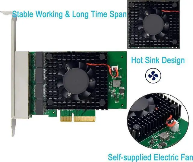 Alt view image 3 of 6 - Quad-Port 2.5 GbE Network Adapter PCIe 3.1 with in-tel I225-V 2500/1000/100Mbps 4-Port PCI Express Giga-bit Ethernet NIC Card RJ45 LAN Controller for Windows 10/11 with Low Profile Bracket