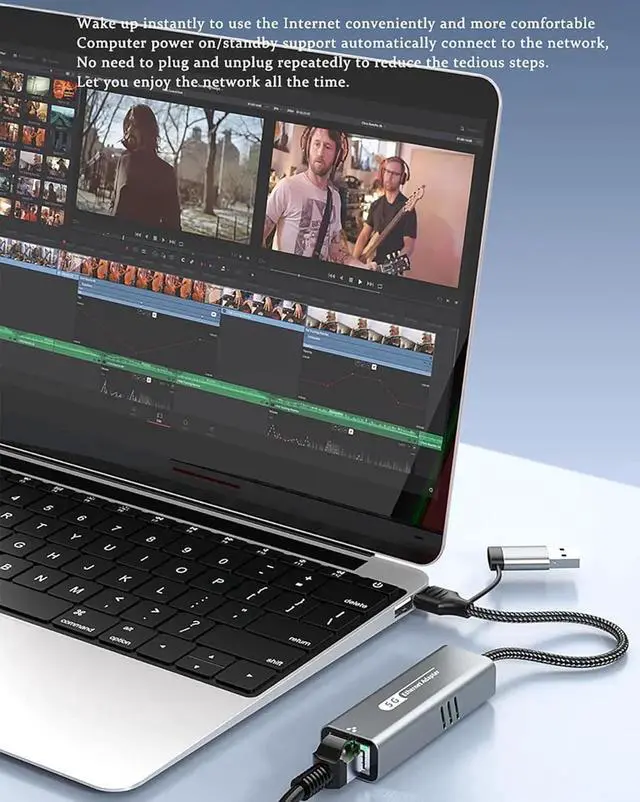 Alt view image 7 of 7 - 5G USB 3.2 Ethernet Adapter with RTL8157, 2-in-1 USB-A/Type-C to 5Gbps Network Card RJ45 LAN Converter for PC Laptop Windows Mac OS Linux(5Gbps Need Type-C > 3.2)