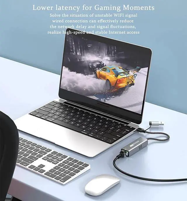 Alt view image 3 of 7 - 5G USB 3.2 Ethernet Adapter with RTL8157, 2-in-1 USB-A/Type-C to 5Gbps Network Card RJ45 LAN Converter for PC Laptop Windows Mac OS Linux(5Gbps Need Type-C > 3.2)