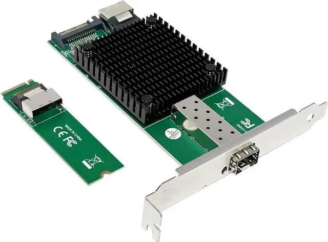 Alt view image 3 of 6 - 10G M.2 NVMe (M Key SFP+ PCIe X4 Netwrok Card with in-tel 82599(X520-DA1) Controller,10gb RJ45 Ethernet NIC Industrial Adapter with SFF-8087 Cable/Low Profile Bracket Support PXE&UEFI
