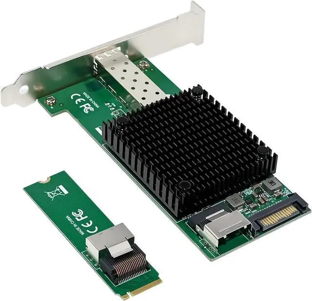 Alt view image 6 of 6 - 10G M.2 NVMe (M Key SFP+ PCIe X4 Netwrok Card with in-tel 82599(X520-DA1) Controller,10gb RJ45 Ethernet NIC Industrial Adapter with SFF-8087 Cable/Low Profile Bracket Support PXE&UEFI