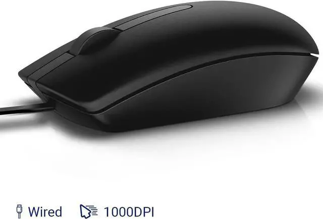 Alt view image 3 of 5 - Optical Wired Mouse, Black - 1000DPI, LED Tracking, Scrolling Wheel, Plug and Play