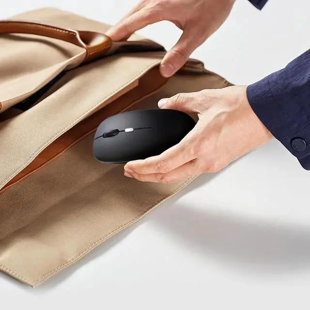 Alt view image 2 of 7 - Wireless Bluetooth Mouse, Rechargeable, LED, Silent, Ultra-thin Design (Bluetooth 5.2 and 2.4GHz USB Receiver) | Portable Computer Mouse for Laptops, iPads, MacBooks and Other Devices