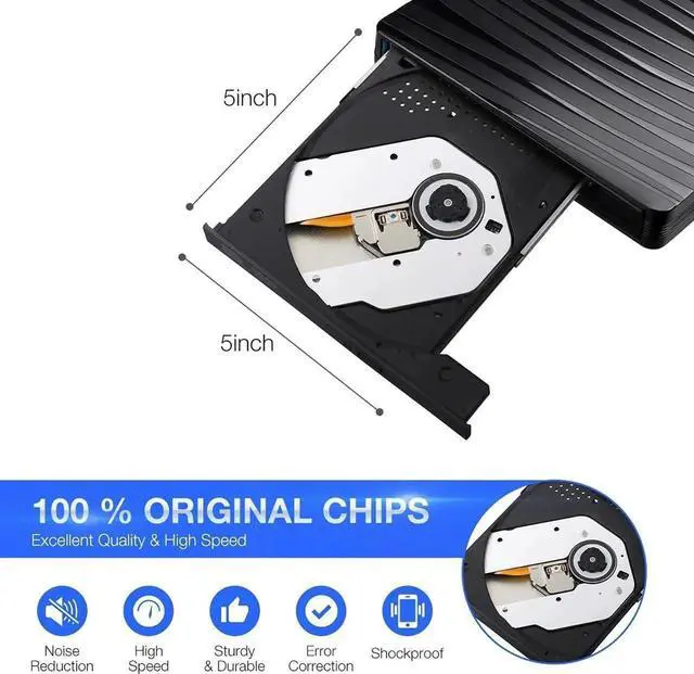 Alt view image 2 of 7 - External CD/DVD Drive for Laptop, USB A/C 3.0 CD DVD Player Portable +/-RW Burner CD ROM Reader Writer Disk Duplicator Compatible with Laptop Desktop PC Windows Apple Mac Pro MacBook Linux