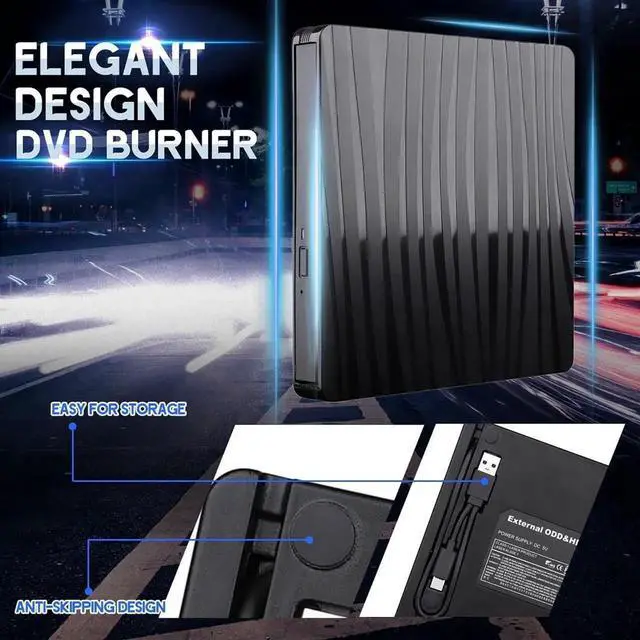 Alt view image 4 of 7 - External CD/DVD Drive for Laptop, USB A/C 3.0 CD DVD Player Portable +/-RW Burner CD ROM Reader Writer Disk Duplicator Compatible with Laptop Desktop PC Windows Apple Mac Pro MacBook Linux