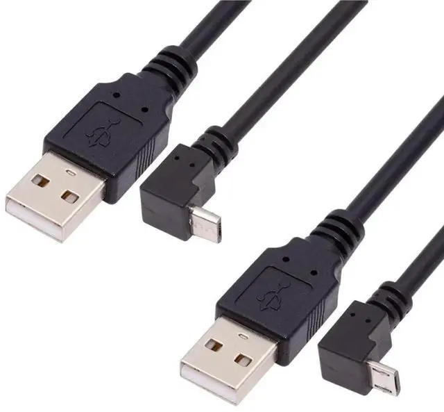 Main image of 2 Pack USB to Micro USB Cable,USB 2.0 Male to Micro USB 5Pin Male Charge Data Transfer 90 Degree UP/Down Angled Extension Cable 4.92FT/1.5M