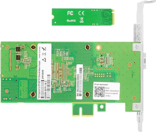 Alt view image 4 of 6 - M.2 to 10GbE SFP+ NIC, Single SFP+ Port with In-tel 82599 chip, M.2 + M Key + SFF-8087 with 35cm(13.7in) Cable, 10 Gigabit Network Card for Windows, Linux, UEFI