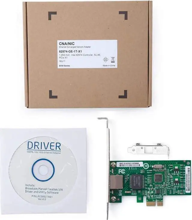 Alt view image 2 of 5 - 1G NIC Gigabit PCI-e Network Card Server Adapter with Intel 82574L Chipset, Compatible with Intel EXPI9301CT / EXPI9301CTBLK, Single Copper RJ45 Port, 10/100/1000Mbps, PCI-e X1