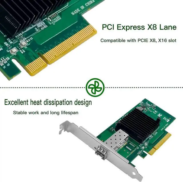 Alt view image 6 of 7 - 10Gb Ethernet NIC with Intel 82599EN Controller, 10G PCI-E Network Card Compare to Intel X520-DA1 Converged Network Adapter, Single SFP+ Ports, PCI Express X8