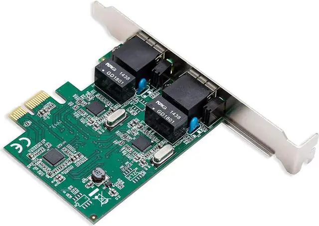 Main image of Syba Dual Port Gigabit Ethernet PCI Express 2.1 PCI-E x1 Network Adapter Card (NIC) 10/100/1000 Mbps Card with Realtek RTL8111 Chipset, 2 Port (SD-PEX24041)