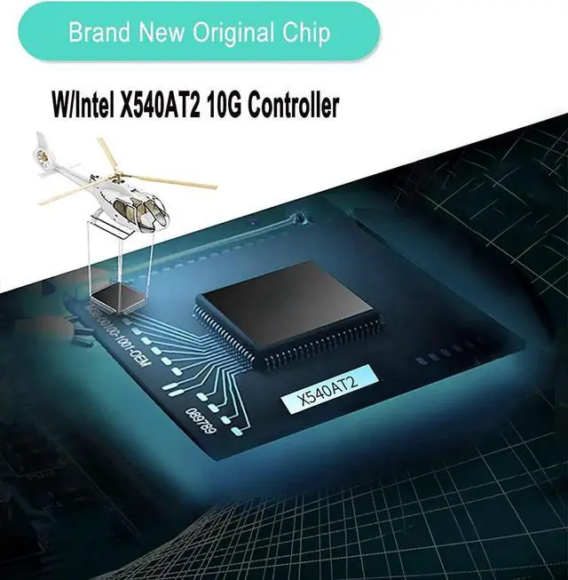 Alt view image 5 of 7 - Dual PCIe X8 10G Network Server Converged Card NIC with Intel X540-AT2 Chip,Compare to X540-T2, PCI Express 10Gbase-T LAN Adapter