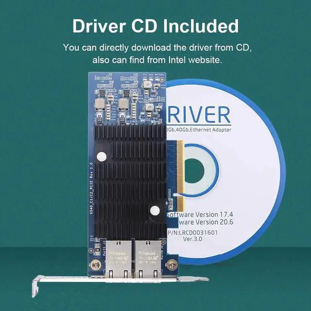 Alt view image 4 of 7 - 10Gb PCI-E Network Card NIC Compatible for Intel X540-T2, Dual RJ45 Copper Port, with Intel X540-BT2 Controller, PCI-E X8, 10G PCI Express LAN Adapter NIC Support Windows Server, Linux, Vmware