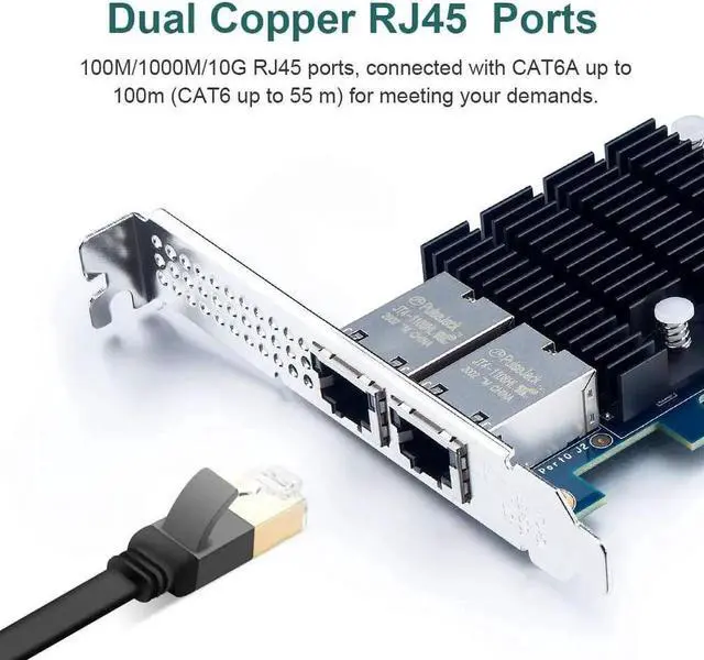 Alt view image 2 of 7 - 10Gb PCI-E Network Card NIC Compatible for Intel X540-T2, Dual RJ45 Copper Port, with Intel X540-BT2 Controller, PCI-E X8, 10G PCI Express LAN Adapter NIC Support Windows Server, Linux, Vmware