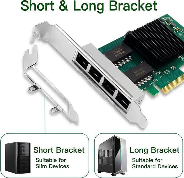 Alt view image 4 of 7 - 1.25G Gigabit Ethernet NIC with Intel I350AM4 Controller, 1Gb PCI-E Network Card Compare to Intel I350-T4 Ethernet Converged Network Adapter, Quad RJ45 Copper Ports, PCI Express X4
