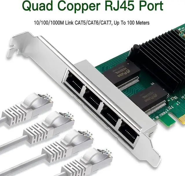Alt view image 3 of 7 - 1.25G Gigabit Ethernet NIC with Intel I350AM4 Controller, 1Gb PCI-E Network Card Compare to Intel I350-T4 Ethernet Converged Network Adapter, Quad RJ45 Copper Ports, PCI Express X4