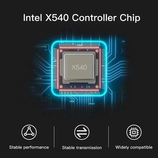 Alt view image 2 of 7 - 10Gb Ethernet NIC with Intel X540-BT2 Controller, 10G PCI-E Network Card Compare to Intel X540-T2 Converged Network Adapter, Dual RJ45 Copper Ports, PCI Express X8
