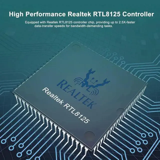 Alt view image 3 of 6 - 2.5GBase-T PCI Express Network Adapter, with Realtek RTL8125 Controller, Single RJ-45 Port, PCIe 2.1 x1, Support Windows Server/Ubuntu/Centos/Debian