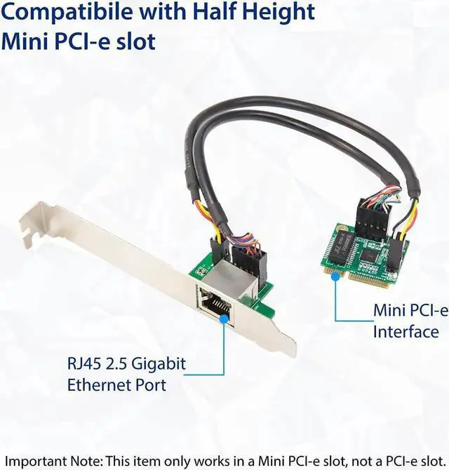 Alt view image 2 of 6 - IO CREST 2.5 Gigabit Ethernet Mini PCI-E Network Controller Card 10/100/1000/25000 Mbps RJ45 LAN Adapter Converter for Desktop PC,SI-MPE24073