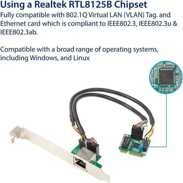 Alt view image 6 of 6 - IO CREST 2.5 Gigabit Ethernet Mini PCI-E Network Controller Card 10/100/1000/25000 Mbps RJ45 LAN Adapter Converter for Desktop PC,SI-MPE24073