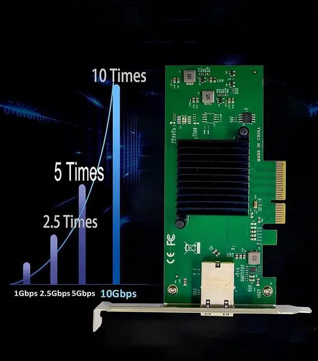 Alt view image 7 of 7 - 10G PCIe Network Card NIC Adapter with AQC107 Chipset +3ft Cat8 Ethernet Cable 10GB/5GB/2.5GB/1000M PCI Express Gigabit Ethernet Card RJ45 LAN Controller Support PXE