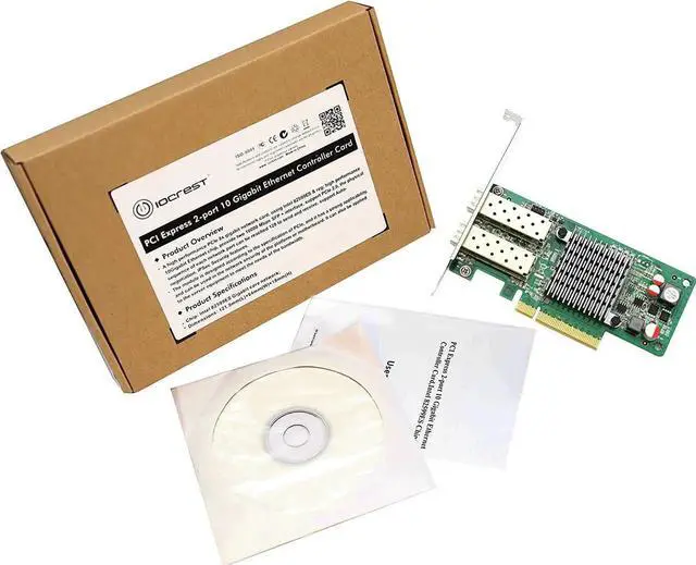 Alt view image 5 of 6 - 2 Port SFP+ 10 Gigabit Pci-E X8 NIC Network Card Intel Chipset