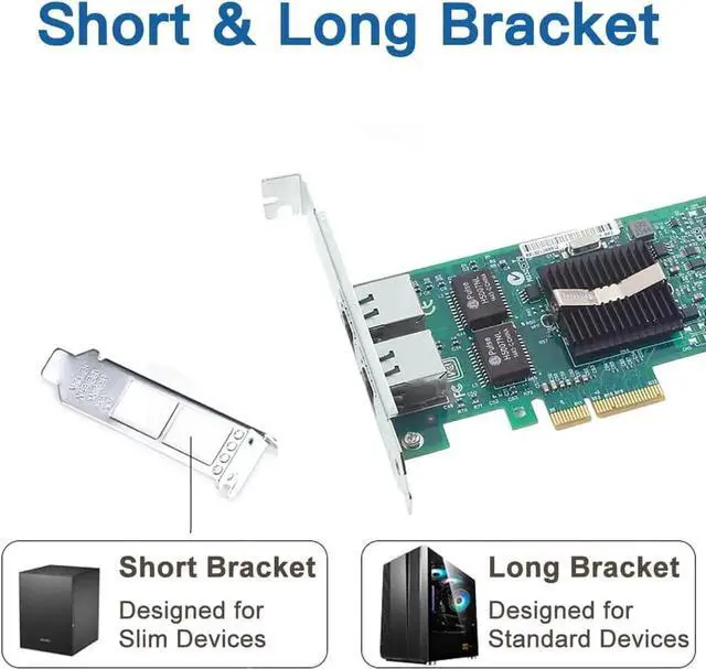 Alt view image 4 of 6 - Gigabit Dual NIC with Intel 82576 Chip, 1Gb Network Card Compare to Intel E1G42ET NIC, 2 RJ45 Ports, PCI Express 2.0 X4, Ethernet Card with Low Profile for Windows/Windows Server/Linux
