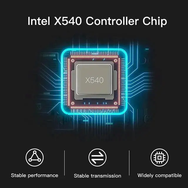 Alt view image 2 of 7 - 10Gb Ethernet NIC with Intel X540-BT1 Controller, 10G PCI-E Network Card Compare to Intel X540-T1 Converged Network Adapter, Single RJ45 Copper Ports, PCI Express X8