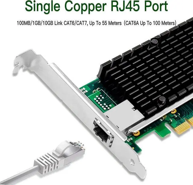 Alt view image 7 of 7 - 10Gb Ethernet NIC with Intel X540-BT1 Controller, 10G PCI-E Network Card Compare to Intel X540-T1 Converged Network Adapter, Single RJ45 Copper Ports, PCI Express X8