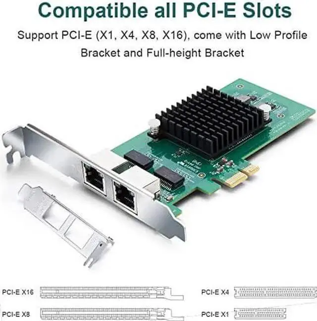 Alt view image 5 of 7 - 10/100/1000Mbps Gigabit Ethernet Converged Network Server Adapter Card (NIC) with Intel 82576 Controller Chip, Dual RJ45 Copper Ports, Compatible for Intel E1G42ET, PCI Express 2.1 X1