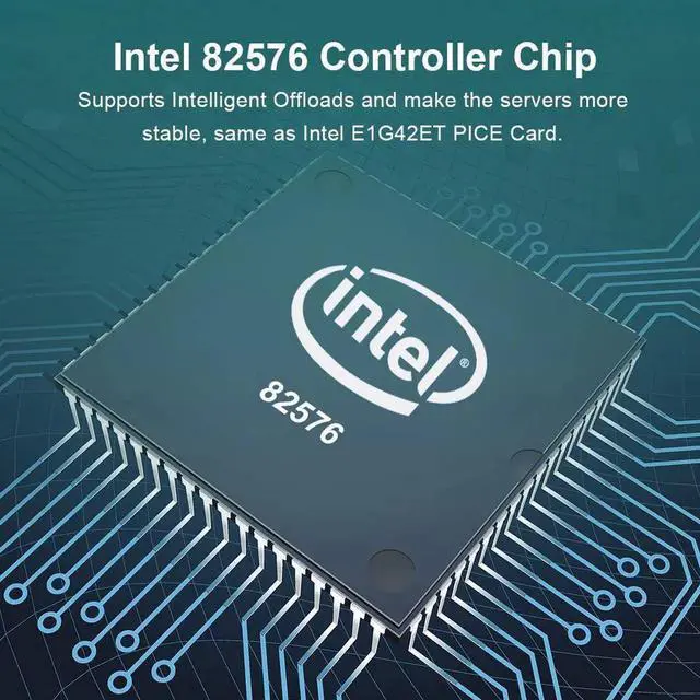 Alt view image 2 of 7 - 10/100/1000Mbps Gigabit Ethernet Converged Network Server Adapter Card (NIC) with Intel 82576 Controller Chip, Dual RJ45 Copper Ports, Compatible for Intel E1G42ET, PCI Express 2.1 X1