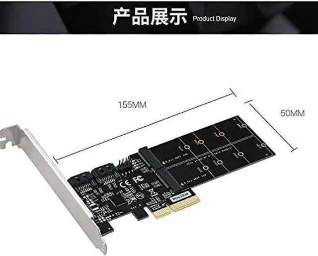 Alt view image 7 of 7 - 4in1 Dual M.2 NGFF (B Key) SSD+ Dual SATAIII 6G SSD/HDD to PCI Express 4X Converter Adapter with Low Profile Bracket for Desktop PC