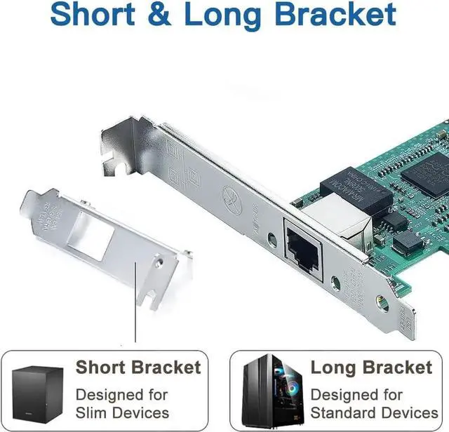 Alt view image 6 of 6 - Gigabit PCIe NIC with Dell Broadcom BCM5751 Chip, 1Gb Network Card Compare to Broadcom BCM5751-T1 NIC, Single RJ45 Ports, PCI-E X1, Ethernet Card with Low Profile for Windows/Windows Server/Linux