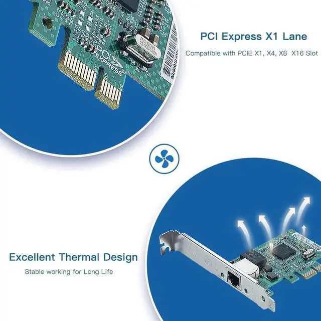 Alt view image 5 of 6 - Gigabit PCIe NIC with Dell Broadcom BCM5751 Chip, 1Gb Network Card Compare to Broadcom BCM5751-T1 NIC, Single RJ45 Ports, PCI-E X1, Ethernet Card with Low Profile for Windows/Windows Server/Linux