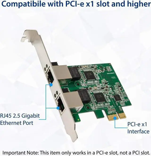 Alt view image 6 of 6 - Dual 2.5 Gigabit Ethernet PCI-E Network Expansion Card RJ45 LAN Adapter Low Profile Bracket SD-PEX24066