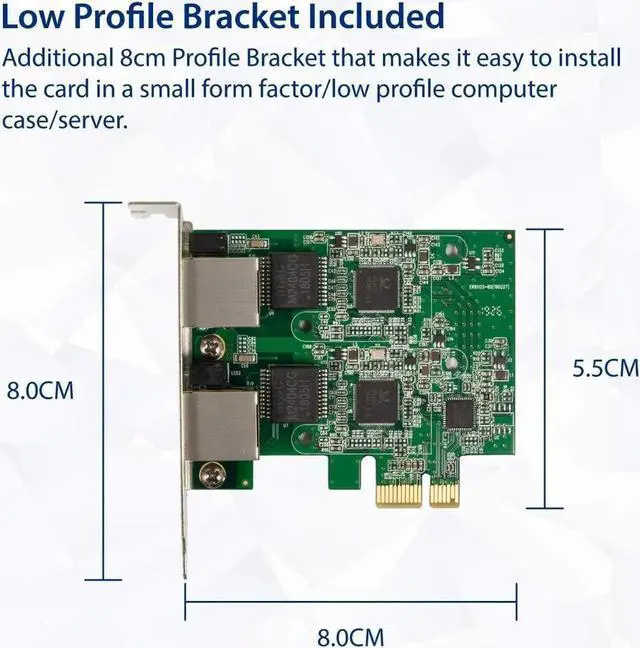 Alt view image 3 of 6 - Dual 2.5 Gigabit Ethernet PCI-E Network Expansion Card RJ45 LAN Adapter Low Profile Bracket SD-PEX24066