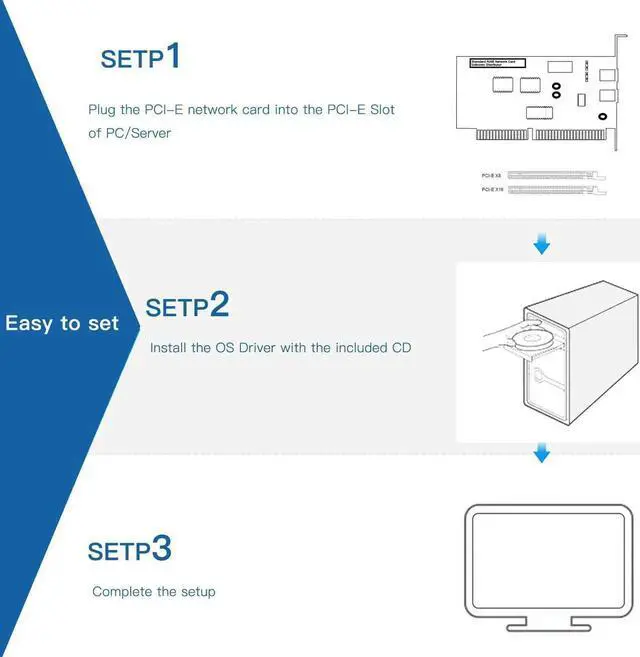Alt view image 3 of 7 - 10Gb PCI-E Network Card NIC, Dual RJ45 Ports, Compare to Intel X540-T2, with Intel X540-BT2 Chip, PCI Express X8, 10Gbase-T LAN Adapter Support Windows Server/Windows/Linux/VMware