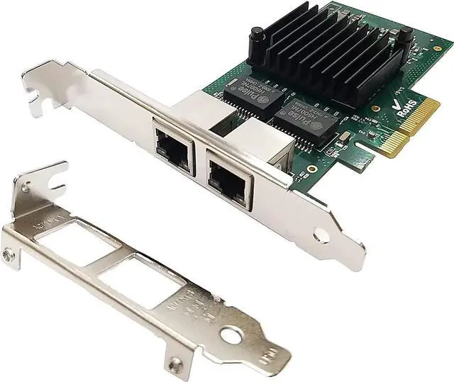 Main image of Dual Port RJ-45 10/100/1000Mbps PCI-Express x 4 Gigabit Ethernet Server Adapter Dual Port Network Interface Controller Card for I350AM2 Chipset, Compare to Intel I350-T2
