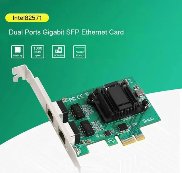 Alt view image 5 of 7 - 2-Port Gigabit PCIe SFP Network Card 1000M Dual Ports PCI Express Ethernet Adapter with Intel 82571EB LAN NIC Card for Support PXE for Windows/Windows Server/Linux with Low Profile